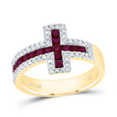 1/3CTW-DIA CN 3/4CTW- PR-RU NAT GEM CROSS RING